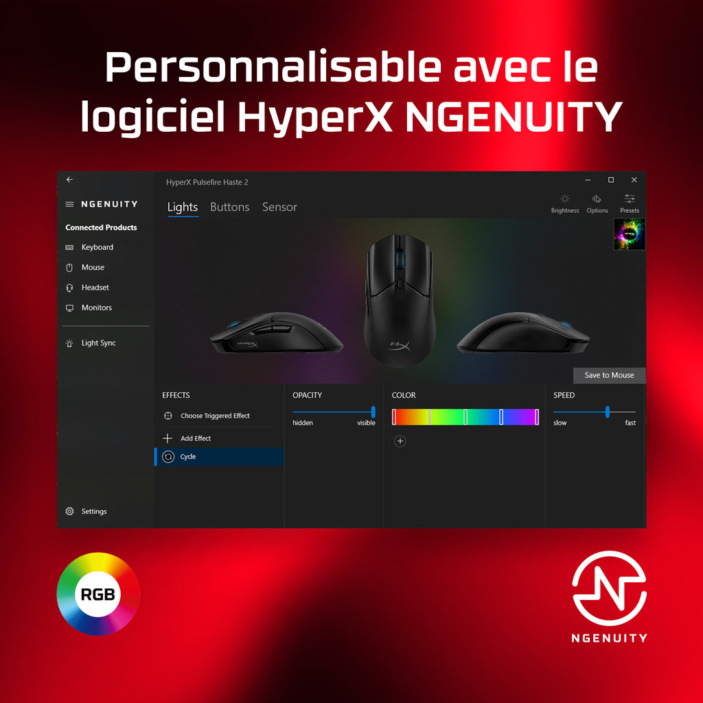 HyperX Pulsefire Haste 2 - Souris gaming (blanc)