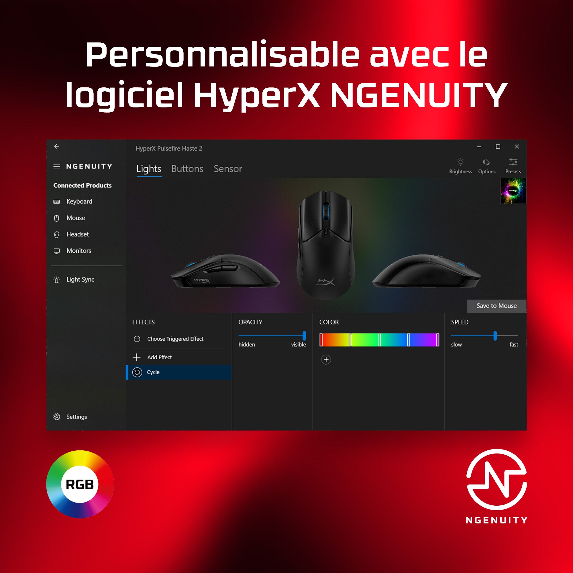 HyperX Pulsefire Haste 2 - Souris gaming (blanc)