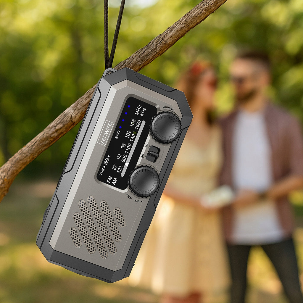Mini radio portable solaire d'urgence pour le chantier, à manivelle, avec piles et batterie externe Zenwire Vibe Y2