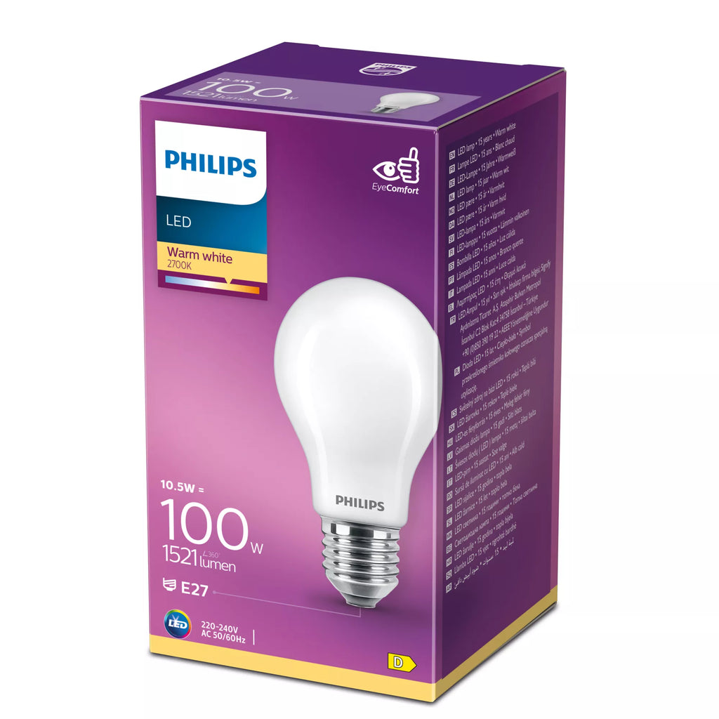 Philips 8718699704162 ampoule LED Blanc chaud 2700 K 10,5 W E27 D