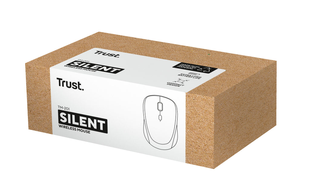 Trust TM-201 Souris Bureau Sans Fil RF Optique 1600 DPI pour Droitier, Noir