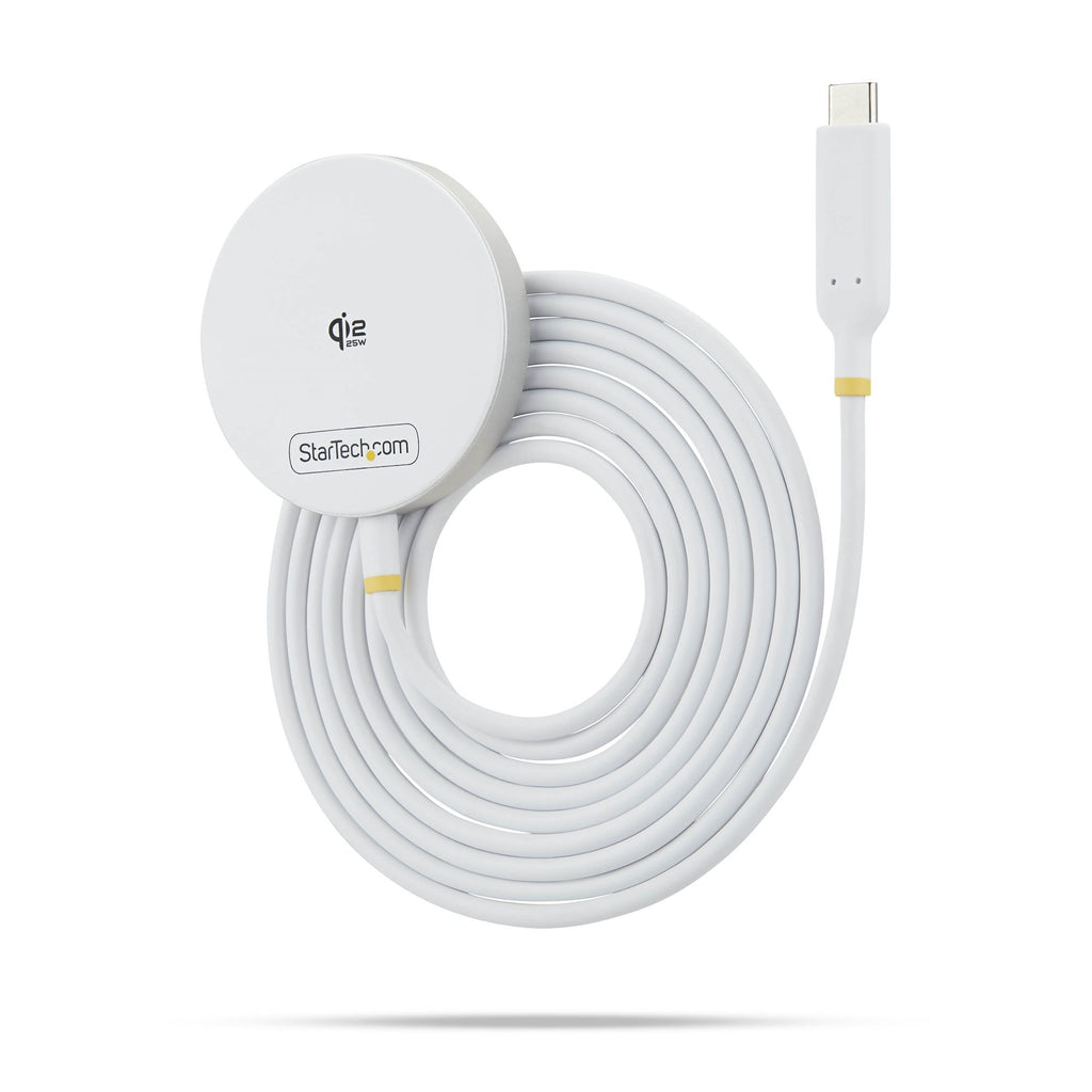 StarTech.com Pad de Charge Sans Fil Magnétique Qi2.2 25W Certifié avec Câble USB-C Intégré 6,6pi (2m), Compatible MagSaf