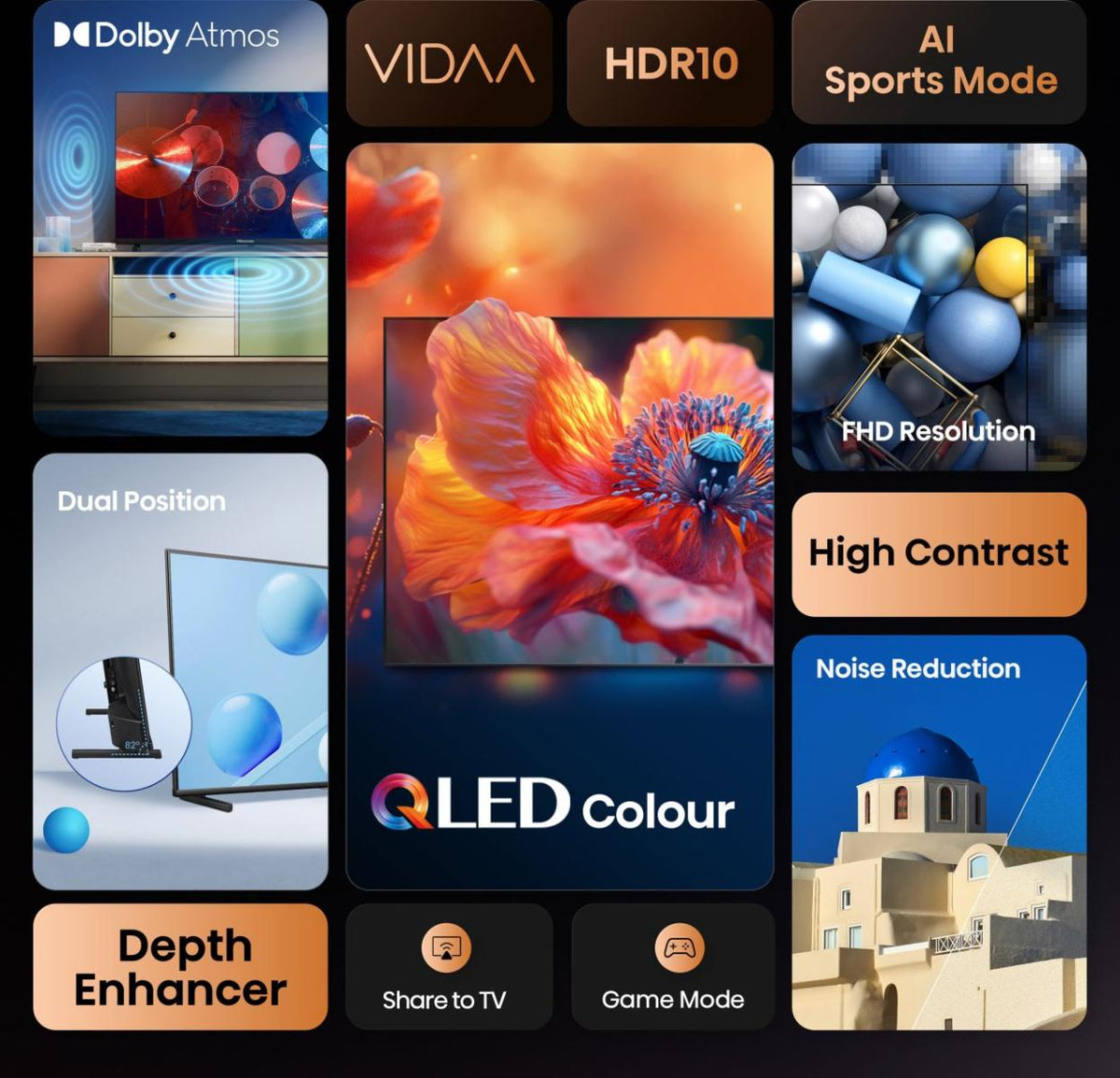 Hisense 40A5Q 101,6 cm (40") Full HD Smart TV Wifi Noir - vue 4