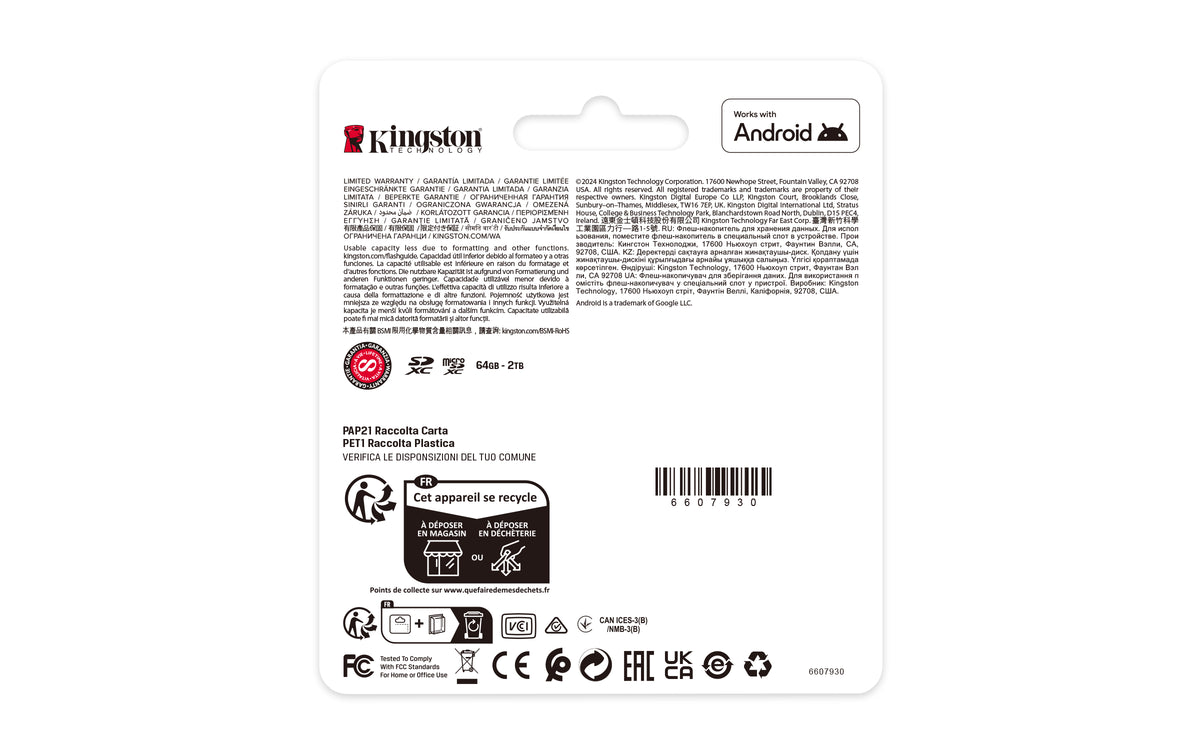 Kingston Technology 512GB micSDXC Canvas Select Plus Gen3 150R A1 (Adaptateur SD non inclus)
