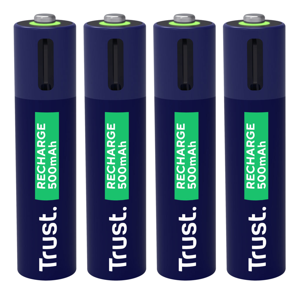 Trust 25671 Batteries Rechargeables AAA avec Câble USB-C 4-en-1
