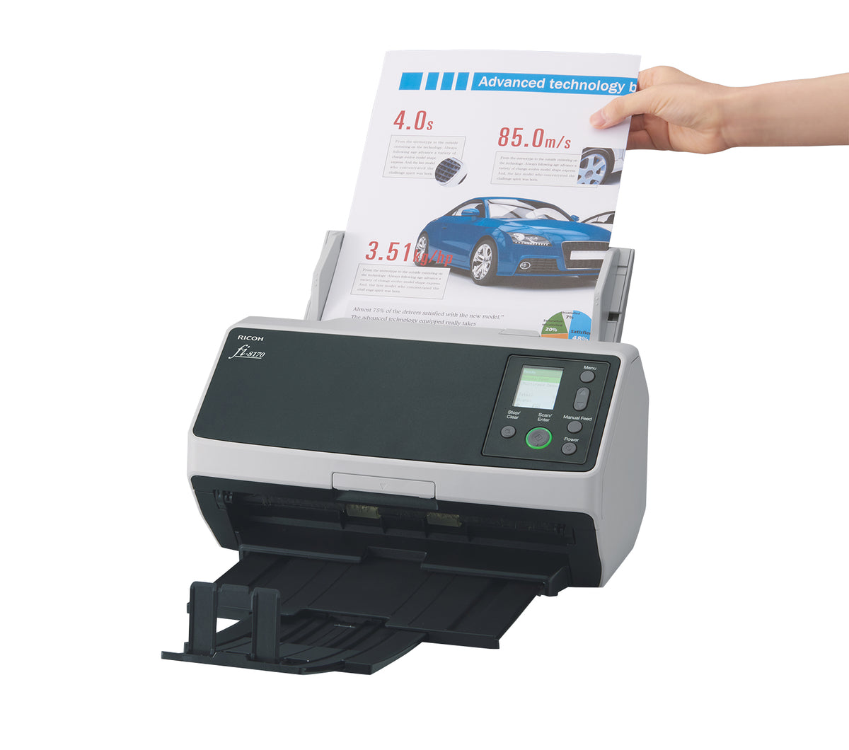 Ricoh fi-8170 Scanner avec Chargeur Automatique de Documents (ADF) et Manuel, 600 x 600 DPI, A4, Noir et Gris