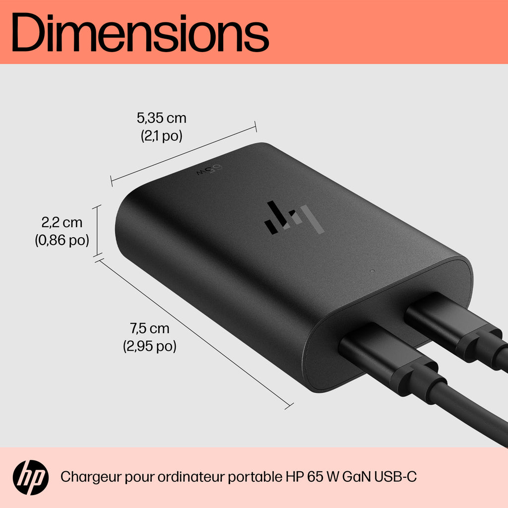 HP Chargeur pour ordinateur portable 65 W GaN USB-C - vue 5