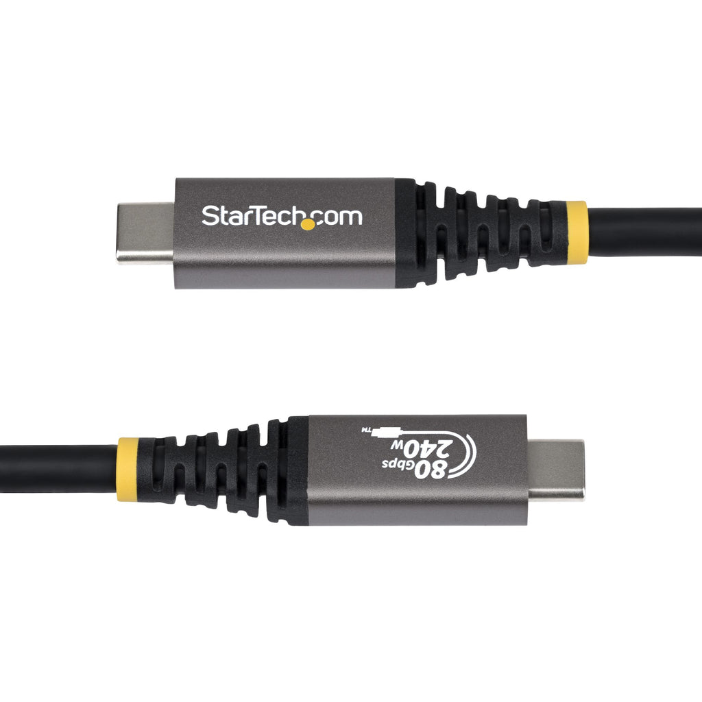 StarTech.com Câble USB4 de 1,5m, 80 Gbit/s, Câble USB-C Certifié USB-IF, 240 W PD, 8K 120 Hz/4K 240 Hz DP2.1 DP80, Gaine en TPE, Compatible Thunderbolt 4 - Cordon USB-C Noir