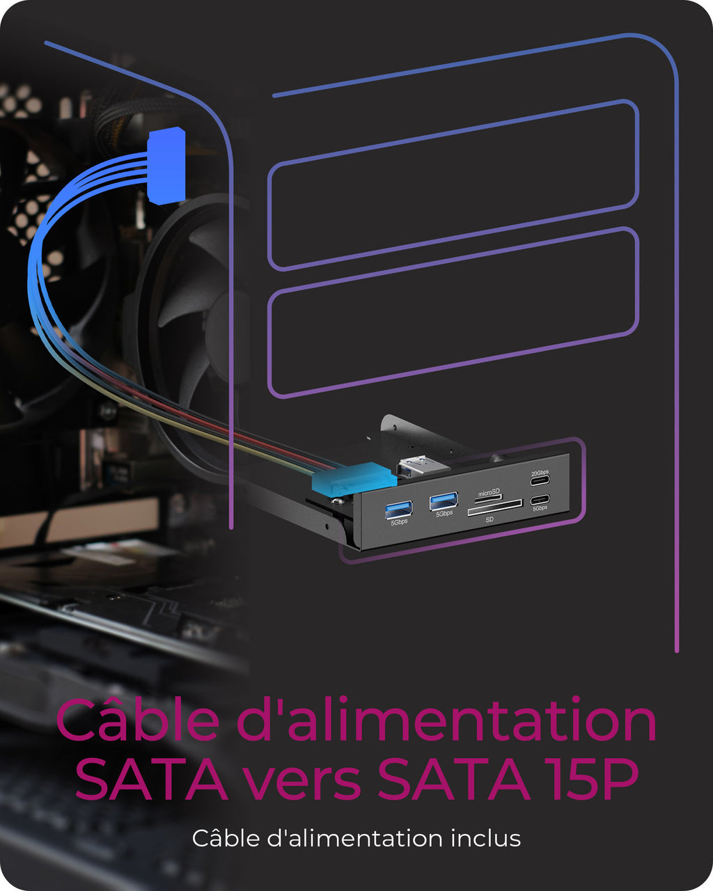 ICY BOX IB-HUB1419-i3 8,89 cm (3.5") Noir