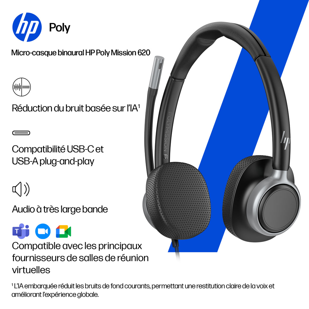 HP Poly Micro-casque filaire USB monaural Mission 615