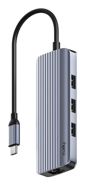 Cudy UH606 Station d'accueil USB 3.2 Gen 1 Type-C, Gris Argent