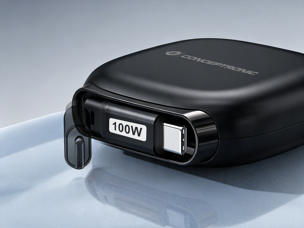 Conceptronic ETTA14B10 câble USB USB 2.0 1 m USB C 100 W Noir