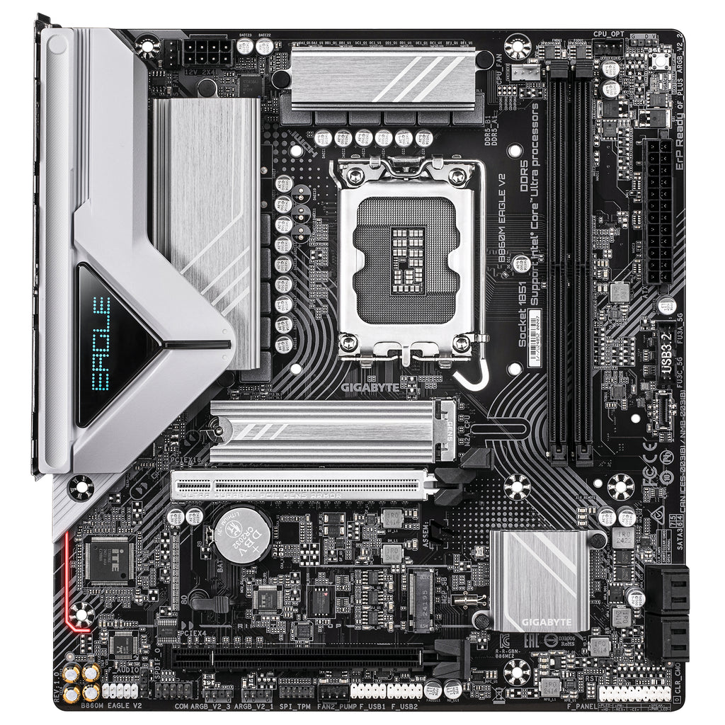 GIGABYTE B860M EAGLE V2 Carte mère - Processeurs Intel Core Ultra Series, VRM 6+1+2 phases, jusqu'à 9066 MHz DDR5, 1x M.2 PCIe 5.0 + 1x M.2 PCIe 4.0, LAN 2.5 GbE, USB 3.2 Gen 1