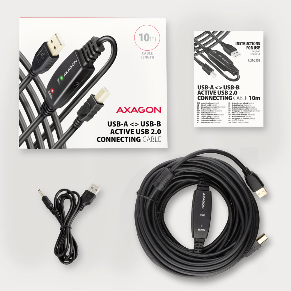 AXAGON USB 2.0 Printerkabel 10m Sort - vue 8