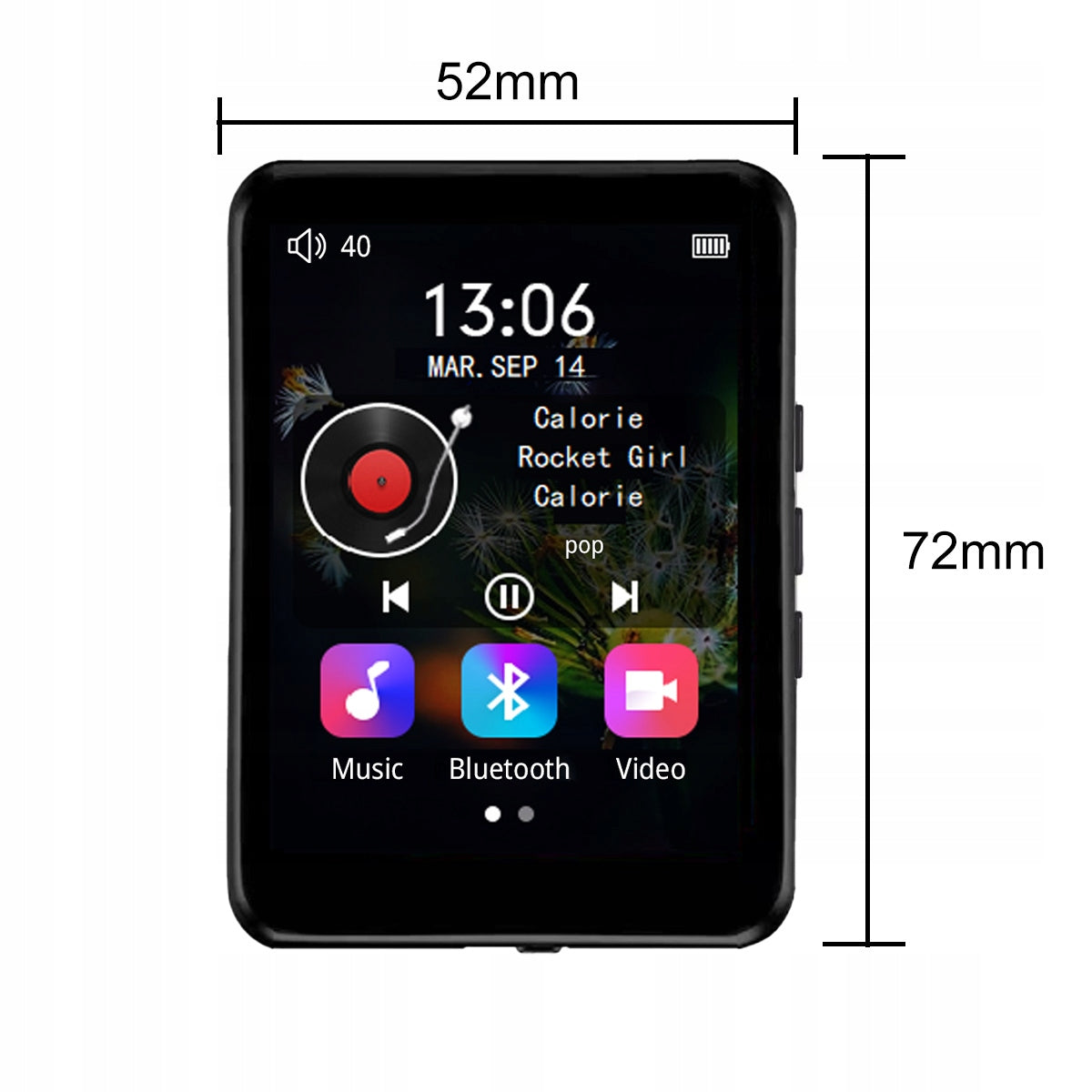 Lecteur portable MP3/MP4 avec Bluetooth, radio FM, dictaphone, carte SD et écouteurs - 36 Go - Zenwire P1