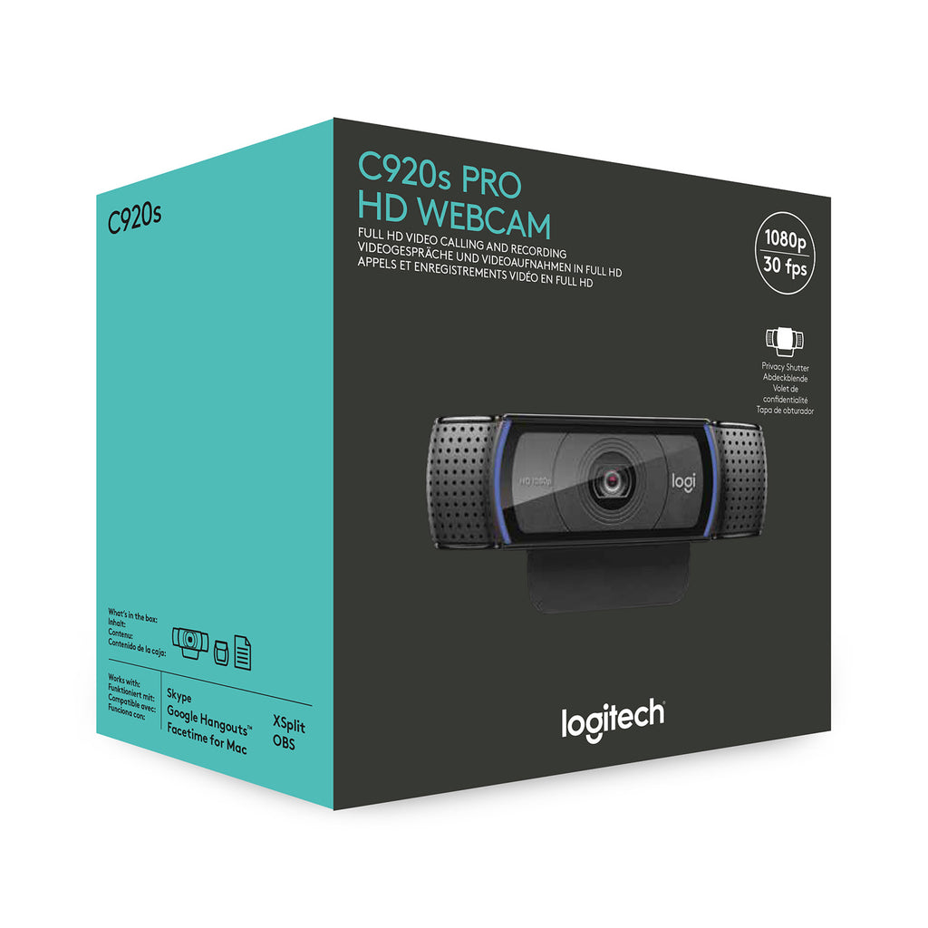 Logitech HD Pro Webcam C920S, Résolution 1920 x 1080