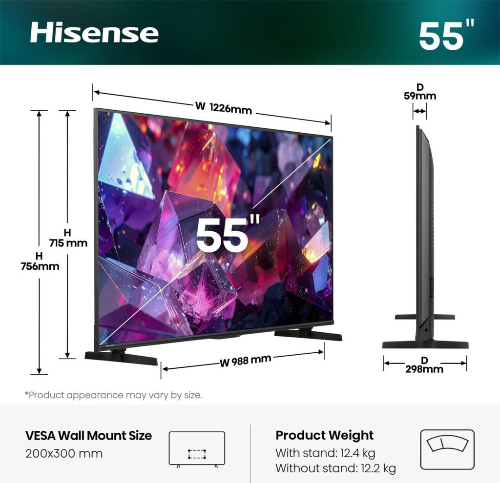 Hisense 55E7S PRO 139,7 cm (55") 4K Ultra HD Smart TV Wifi Noir