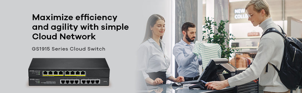Zyxel GS1915-8EP Switch Gigabit Ethernet Géré L2 PoE, 8 Ports RJ-45, Noir