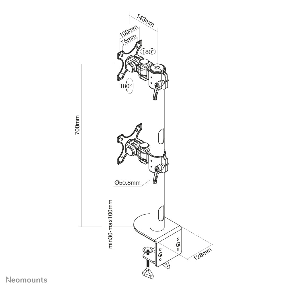 Neomounts FPMA-D960DVBLACKPLUS Support d'écran à fixer 17-49" - installation verticale