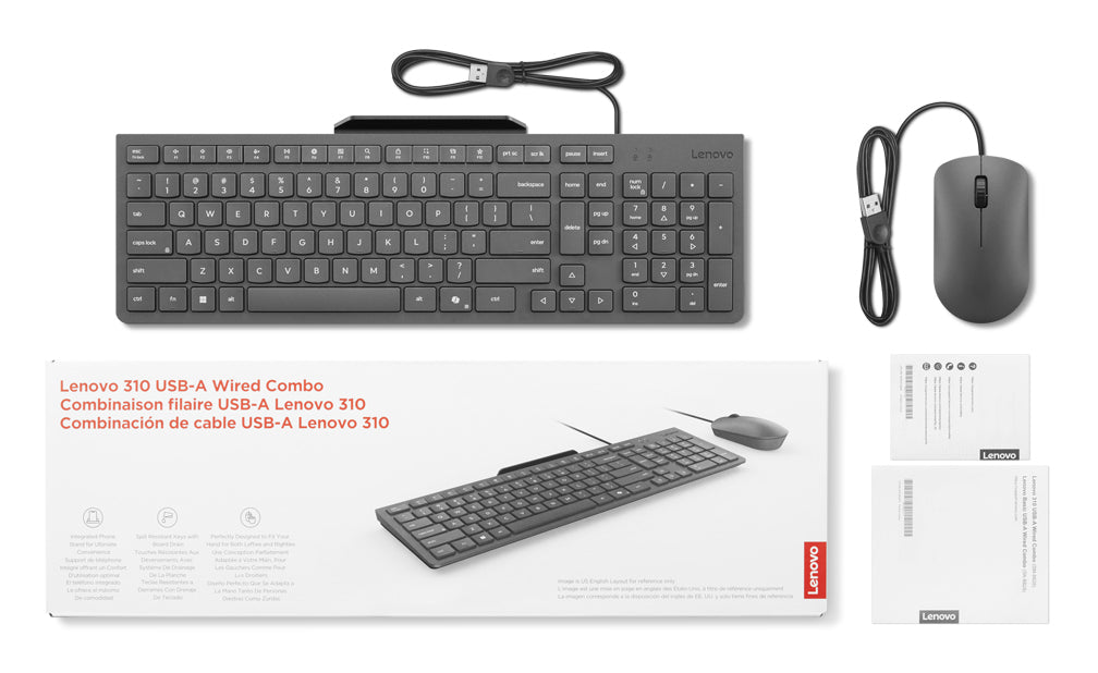 Lenovo 310 Ensemble Clavier et Souris Filaire, Disposition Anglaise