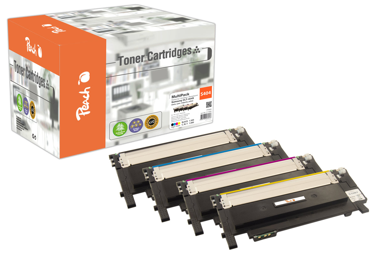 Peach Cartouches de Toner Compatible PT666, Lot de 4 Couleurs (Noir, Cyan, Magenta, Jaune)