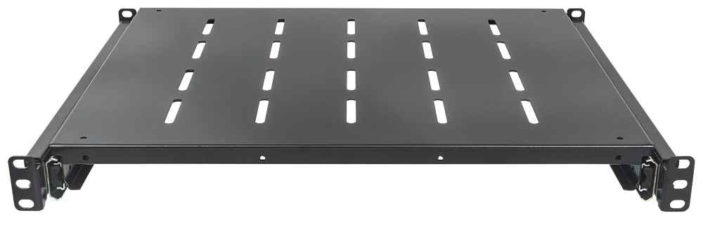 Intellinet 19 Sliding Shelf, 1U, 800 to 1000mm Depth, shelf depth 550mm, Black Rackhylde Sort