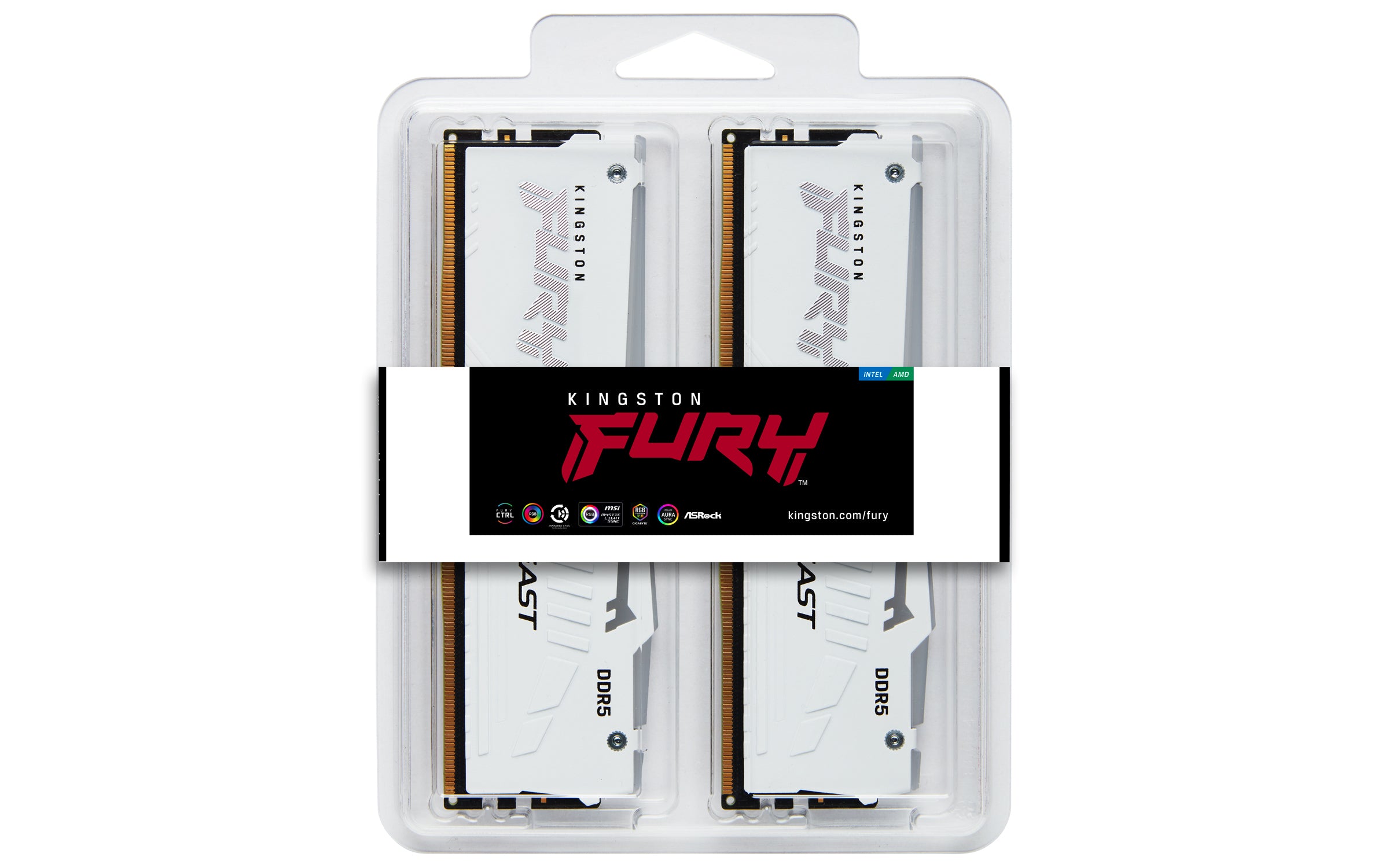 Kingston Technology FURY Beast 32GB 6000MT/s DDR5 CL30 DIMM (Kits de 2) White RGB EXPO