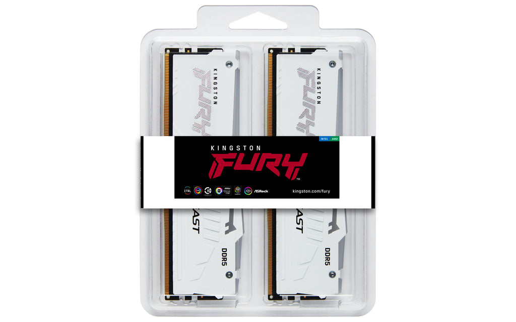 Kingston Technology FURY Beast 32GB 6000MT/s DDR5 CL36 DIMM (Kits de 2) White RGB EXPO