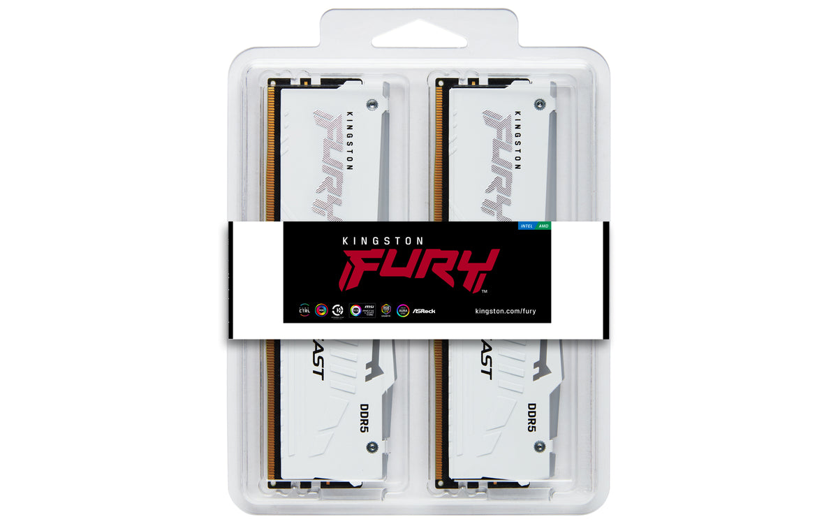 Kingston Technology FURY Beast 32GB 6000MT/s DDR5 CL36 DIMM (Kits de 2) White RGB EXPO