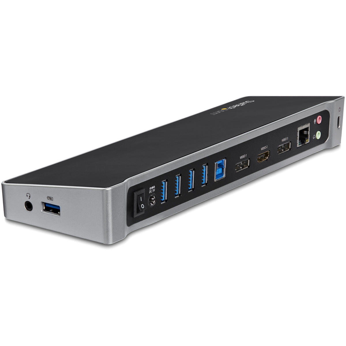 StarTech.com Station d'Accueil USB 3.0 Triple Affichage 2x 4K DisplayPort et HDMI, Hub USB-A 5 Ports, GbE, Audio 3,5 mm