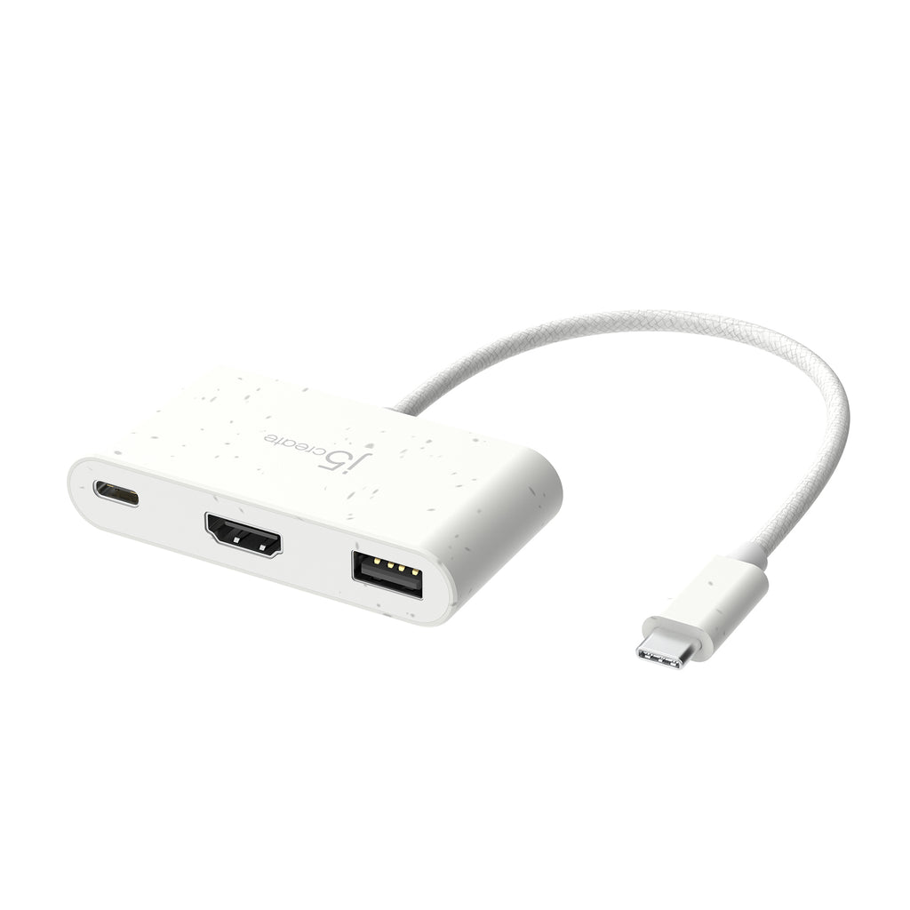 j5create JCA379EW-N USB-C® écologique vers HDMI™ et USB™ Type-A avec Power Delivery