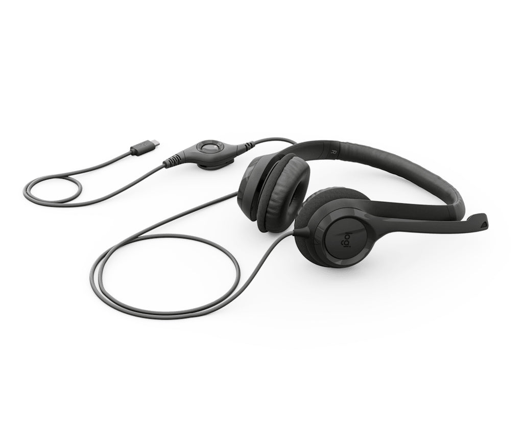 Logitech Auriculares con Cable H390 para PC/Portátil, Auriculares Estéreo con Micrófono con Supresión de Ruido, USB-C, Controles en línea, funciona con Chromebook