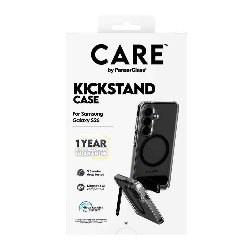 PanzerGlass CARE Kickstand Case Transparent avec Qi pour Samsung Galaxy S26