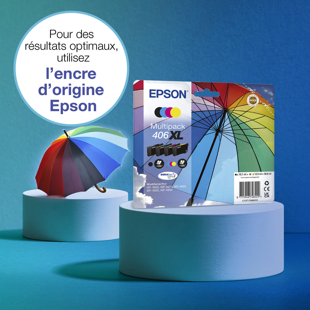 Epson Multipack de cartouches d’encre DURABrite Ultra 4 couleurs Parapluie 406XL