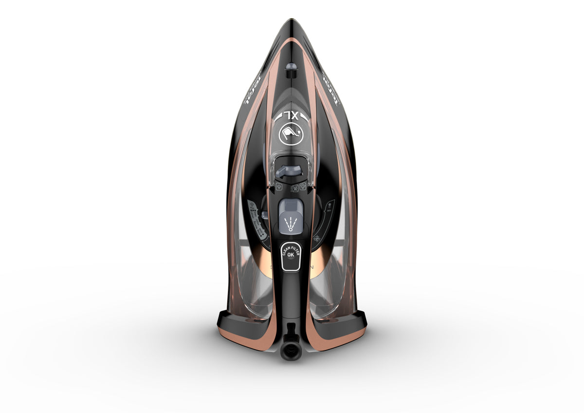Tefal Ultimate Pure FV9845 Fer à repasser à sec ou à vapeur Semelle Durilium autonettoyante 3100 W Noir, Cuivre