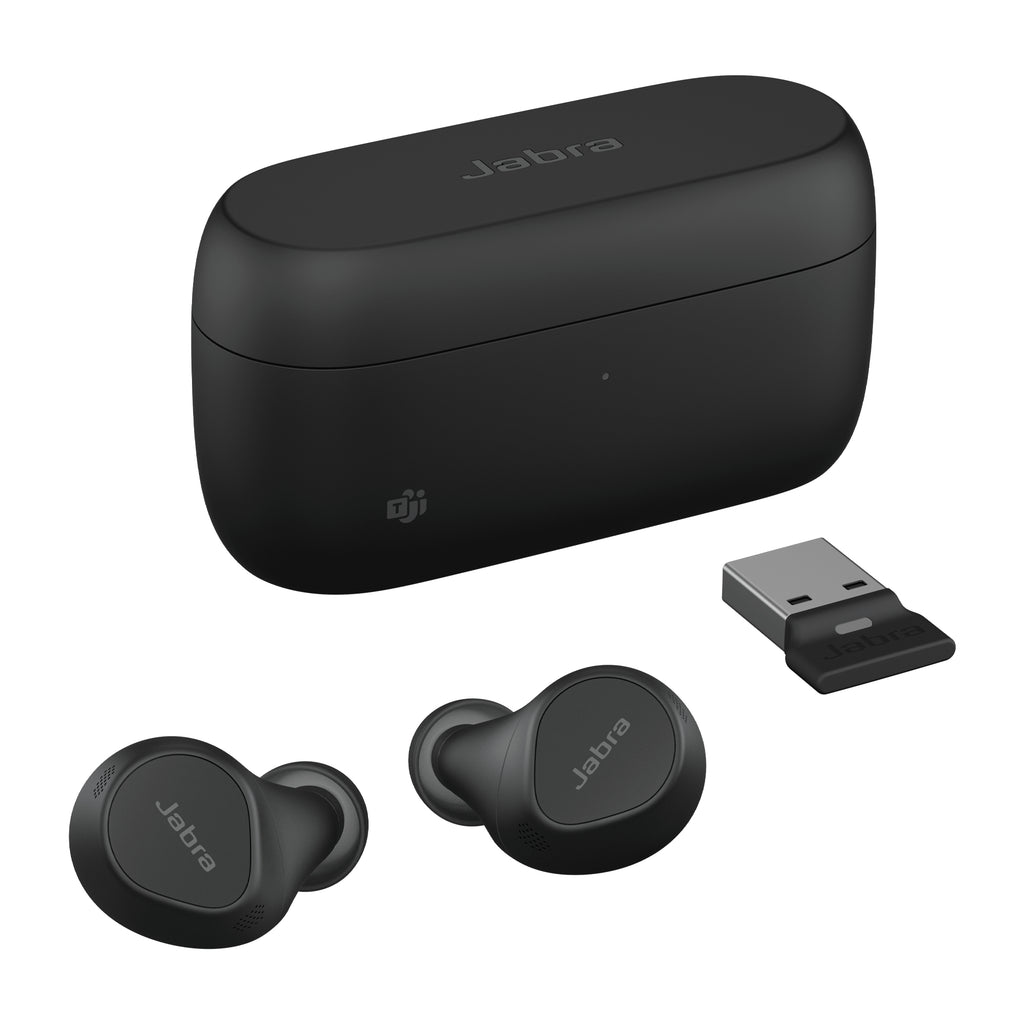 Jabra Evolve2 Buds Écouteurs Sans Fil Bluetooth pour Bureau et Centre d'appels, USB-C / USB-A, Noir