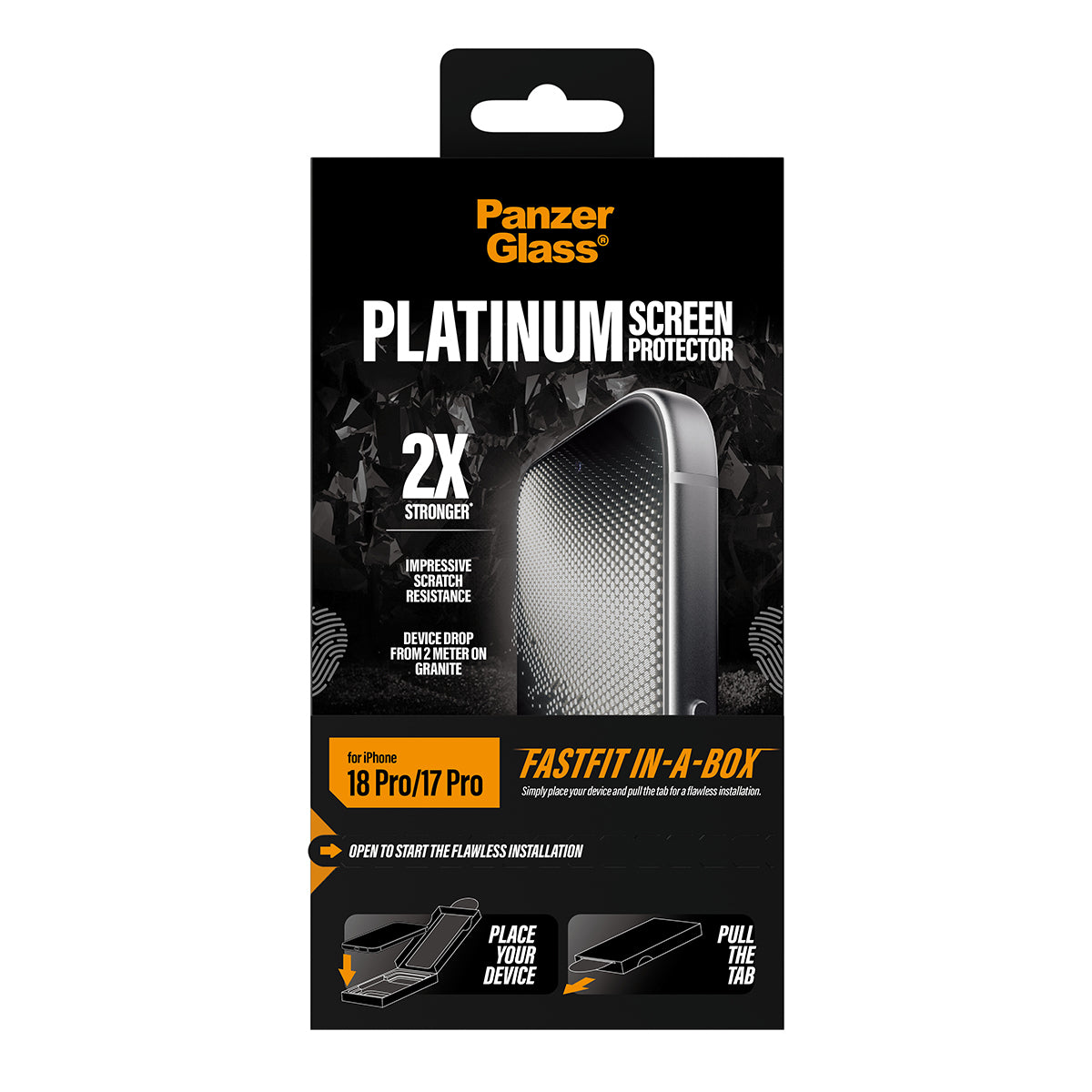 PanzerGlass ® Platinum Screen Protector iPhone 18 Pro | 17 Pro | Ultra-Wide Fit w. FASTFIT IN-A-BOX Protection d'écran t