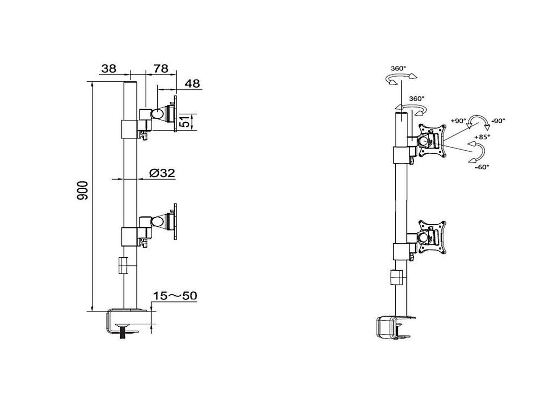 Multibrackets 5877 Support d'Écran Plat pour Bureau jusqu'à 30 pouces, Noir
