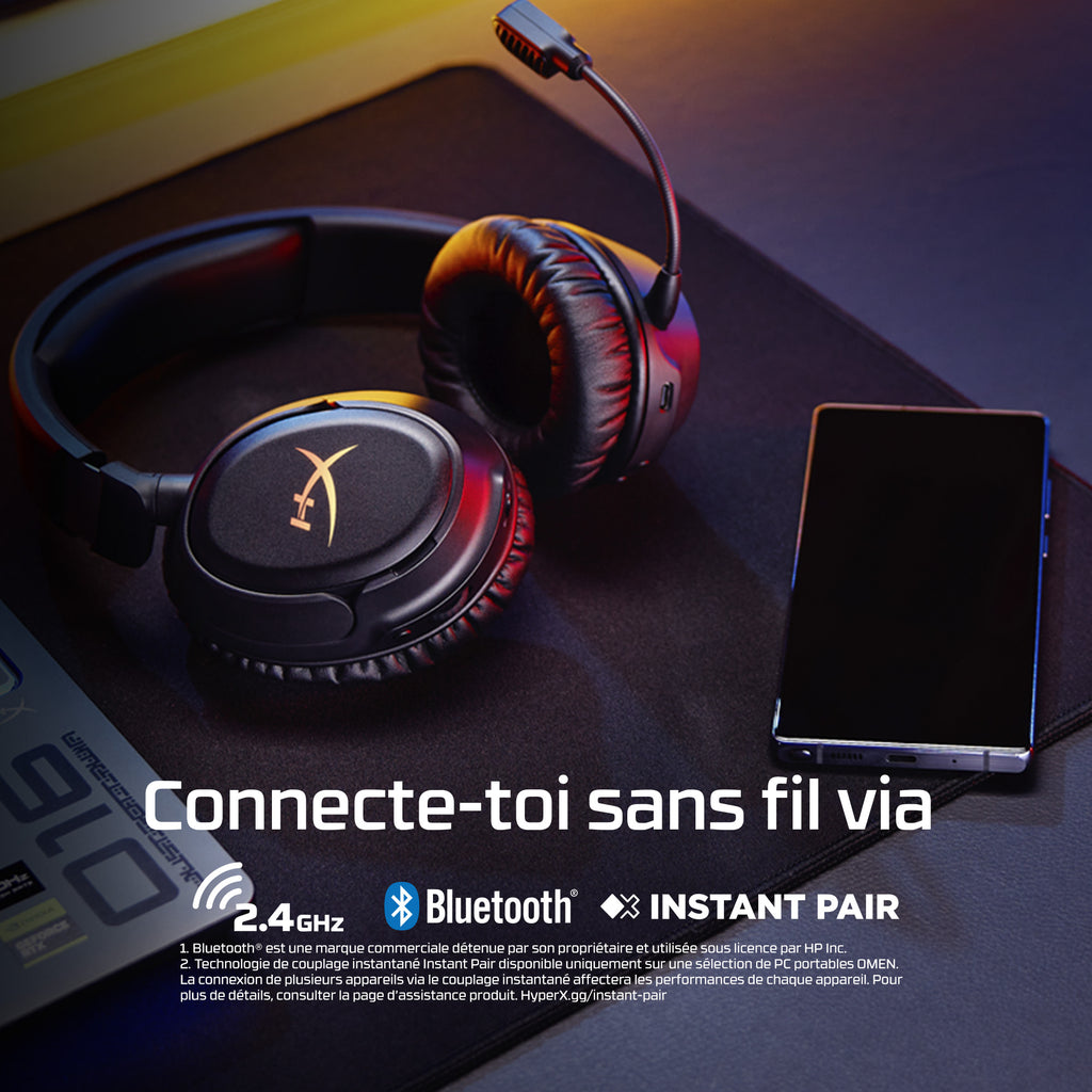 HyperX Cloud Flight 2 Casque Gaming Sans Fil, RGB Personnalisable, Noir
