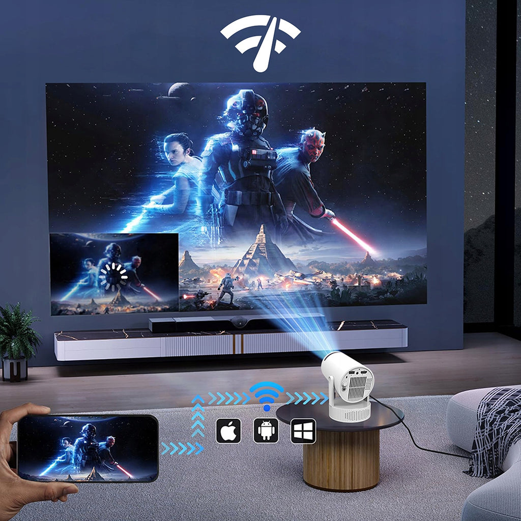 Mini-projecteur Android portable avec Wi-Fi, projection Full HD et Bluetooth, équipé d'une batterie Zenwire K400