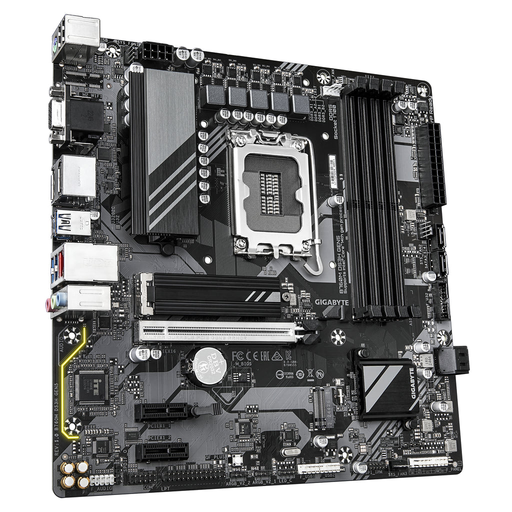GIGABYTE B760M DS3H GEN5 Carte Mère Intel Core 14e Génération, DDR5 5600 MHz, 2 x M.2 PCIe 4.0, LAN 2.5GbE