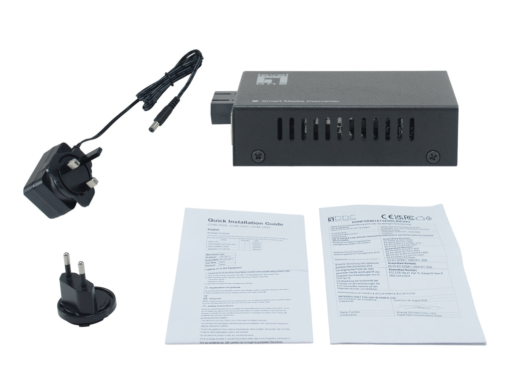 LevelOne GVM-2002 convertisseur de support réseau 1000 Mbit/s 1310 nm Monomode Noir