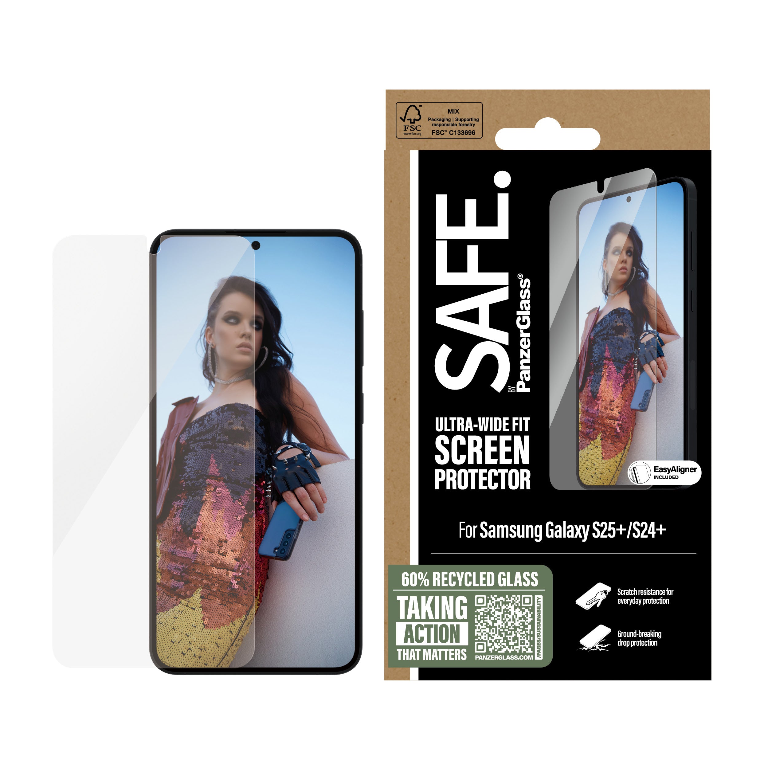 PanzerGlass SAFE. by ® Screen Protector Samsung Galaxy S25+ | S24+ | Ultra-Wide Fit w. EasyAligner Protection d'écran transparent 1 pièce(s)