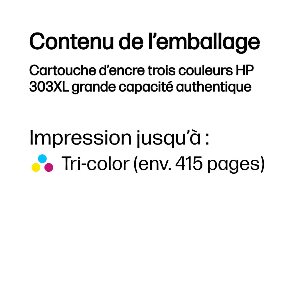 HP Cartouche d’encre trois couleurs 303XL grande capacité authentique