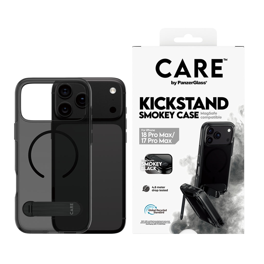 PanzerGlass CARE™ by ® Kickstand Case Smokey w. Black MagSafe iPhone 2026 Pro Max | 17 Pro Max coque de protection pour 