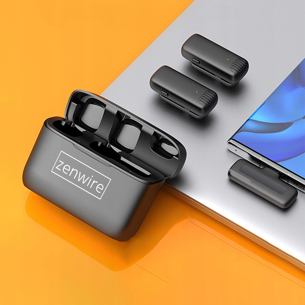 Microphone-cravate sans fil USB-C Bluetooth à effet de surface pour téléphone Zenwire TrueTone J13