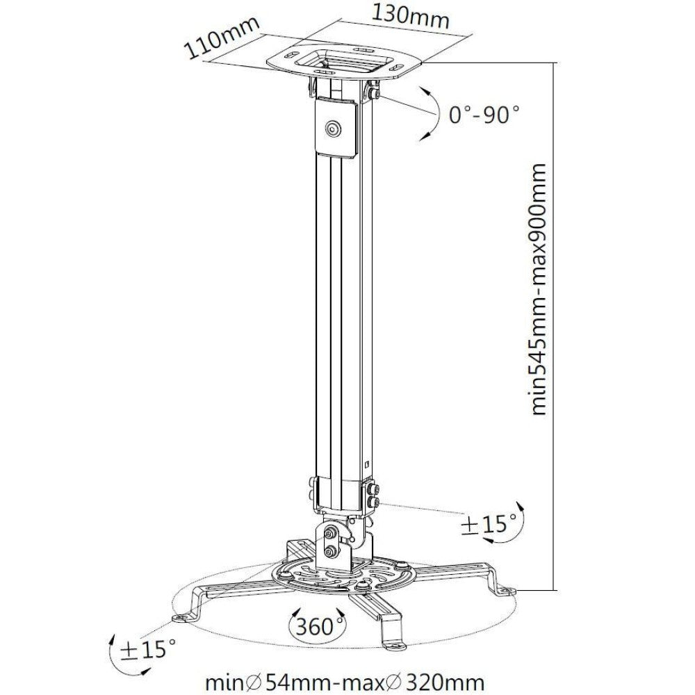 Techly ICA-PM 18M support pour projecteurs Plafond Argent