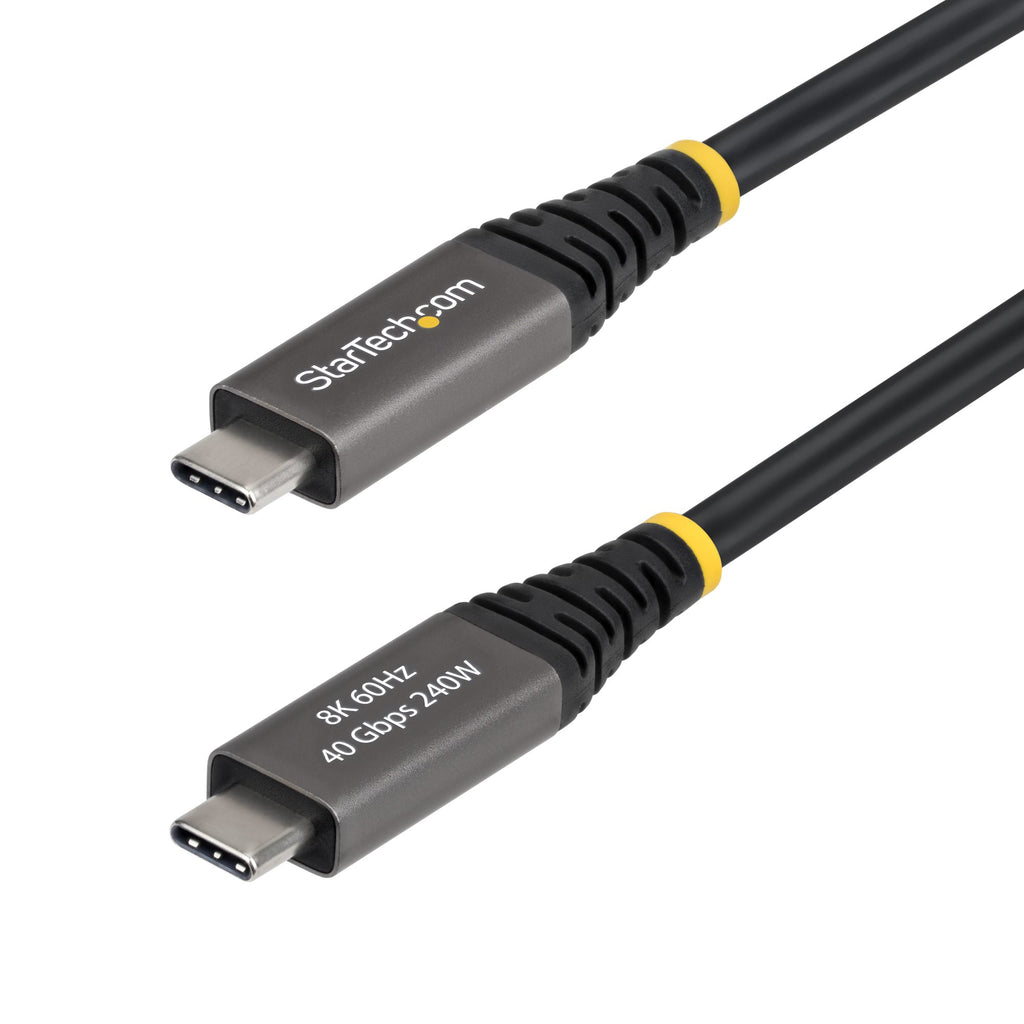 StarTech.com Câble USB4 Actif 2m 40 Gbps 240W PD 8K 60Hz 4K 240Hz DP2.1 DP40 Noir