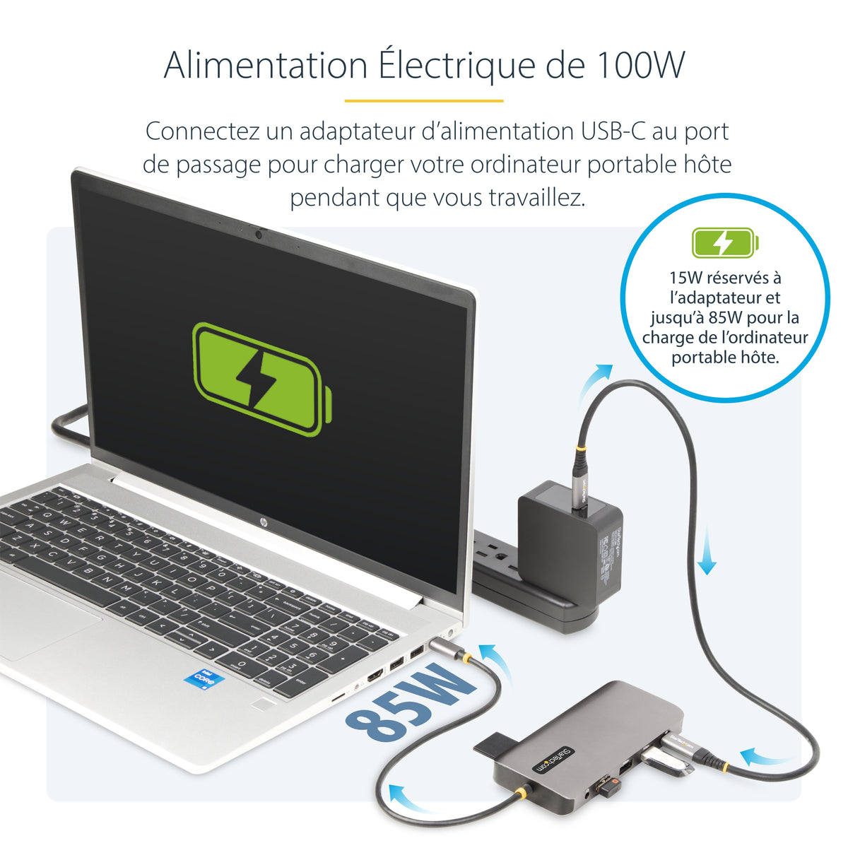 StarTech.com Adaptateur Multiport USB-C Triple Moniteur, Double HDMI et DisplayPort 4K 60Hz/30Hz, Hub USB 4 Ports, 100W 