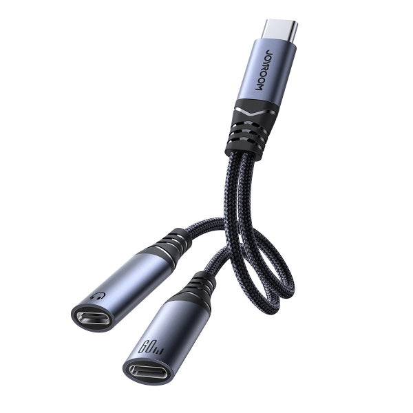 Joyroom USB-C to 2 x USB-C Audio Cable SY-C03, 0.14m, Black